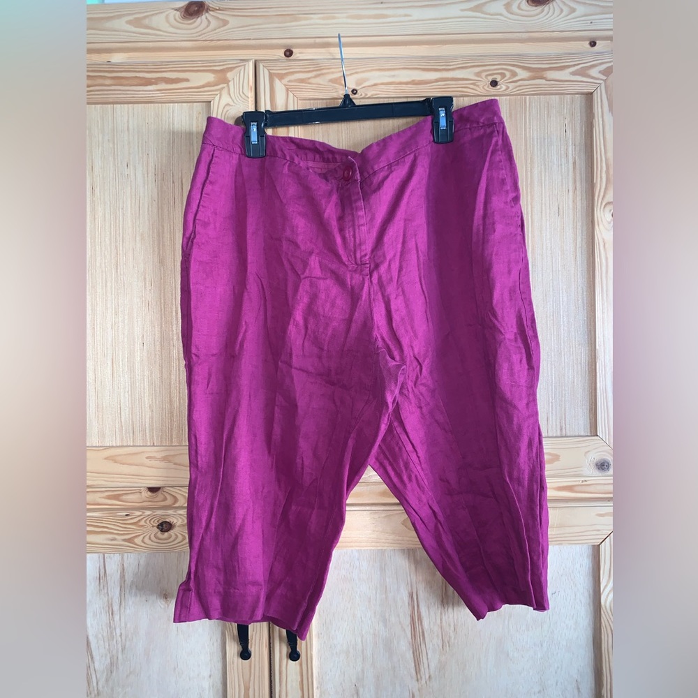 Avenue (by Lane Bryant) linen minimalist Bermuda capri pants size 16
